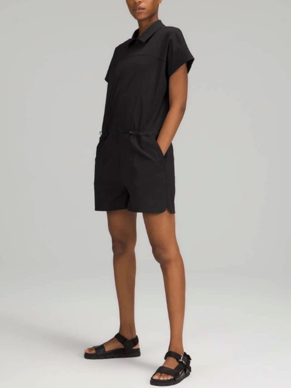 EUC Sz 6 Lululemon Stretch Rib Pocketed Romper In Black